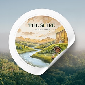 Sticker vinyle The Shire | Sticker du parc national du Shire inspiré de Tolkien | Décoration magique fantastique pour les fans et les collectionneurs | Autocollant vinyle LOTR