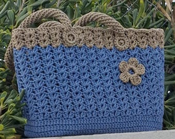 Bolso de hombro azul de crochet: bolso bandolera bohemio hecho a mano