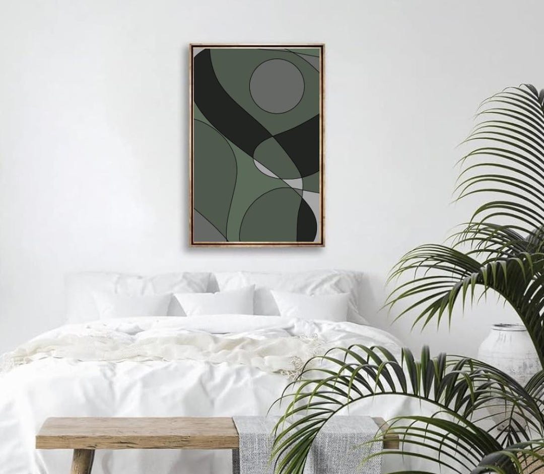 Green Poster Wallpaper Living Room Decor Printable Printed Design ...