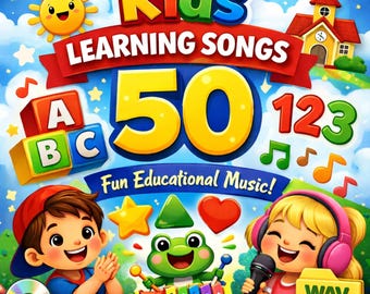 Paquete de canciones de aprendizaje para niños / 50 canciones educativas para preescolar y jardín de infantes / MP3 + WAV