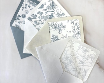 Toile Envelope Liners| Blue Florals| Wedding Invitations