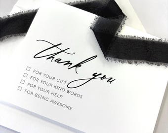 Checklist Thank You Cards | Modern | Black and White Folded Cards with Envelopes