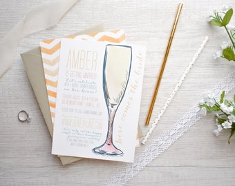 Watercolor Brunch and Bubbly Bridal Shower Invitations