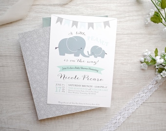 Little Peanut Elephant Baby Shower Invitations| Double Sided| Includes Envelopes