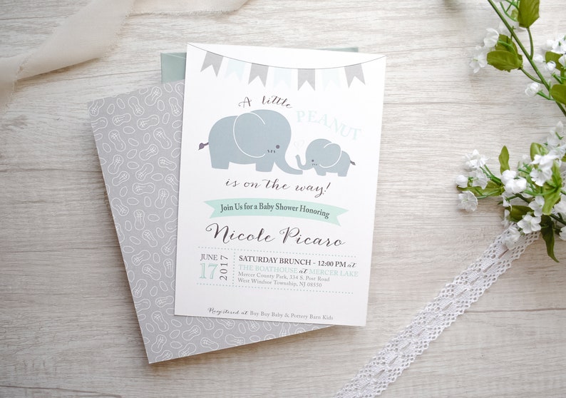 Little Peanut Elephant Baby Shower Invitations Etsy