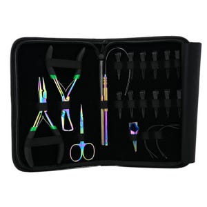 Handmade Hair Extension Tools Kit – Micro Link Beads Crimping & Remover Pliers, Hair Parting Ring, Loop Tool, Sew-In Needles and 12pcs Clips