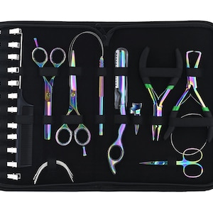 Professional Hair Extension Tools includes Micro Beads Remover & Crimping Plier, Hair Loop Tool and Hair Pulling Hook Tool - Packed in Case