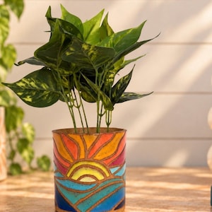 Handmade Ocean Sunset Ceramic Planter