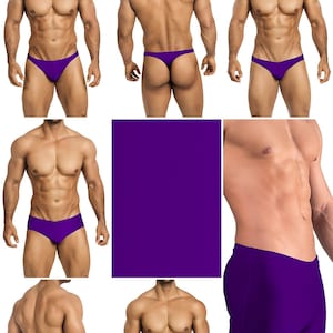 Solid Purple Swimsuits for Men by Vuthy Sim in Thong, Bikini, Brief, Squarecut, Boxer or Board Shorts - 21