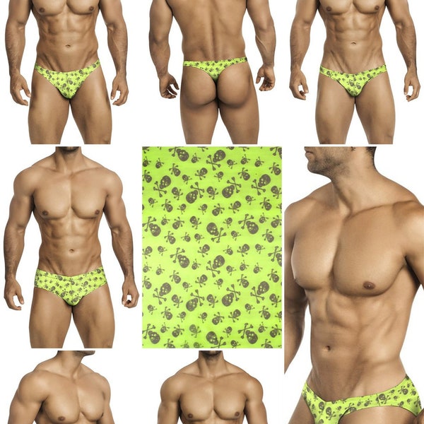 Green Skull & Bones Mesh in Thong, Bikini, Brief, Squarecut - 440