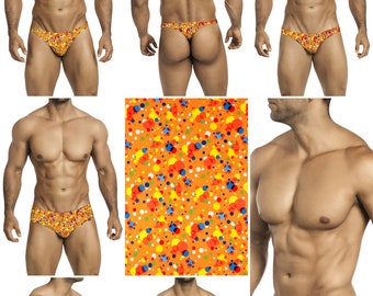 Orange Bubble Swimsuits for Men by Vuthy Sim in Thong, Bikini, Brief or Squarecut - 241