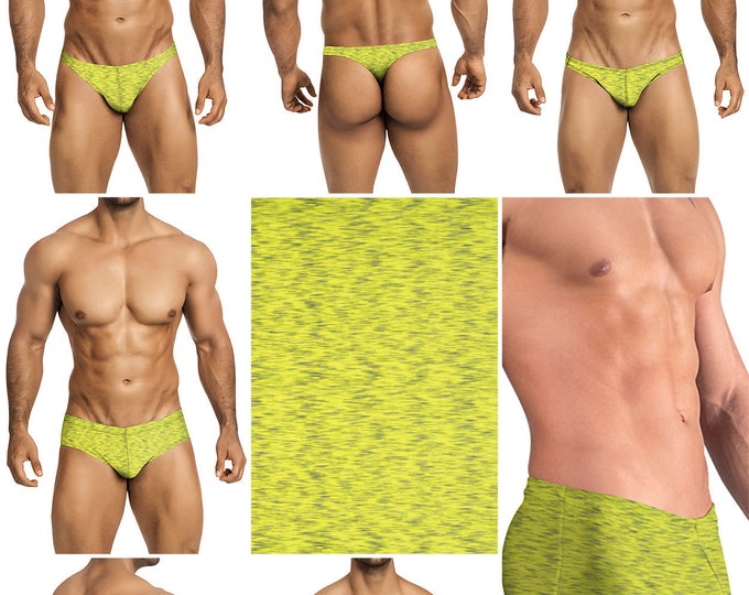Neon Yellow with Gray Shimmer in 7 Styles - Thong-Bikini-Briefs-Squarecut-Boxer-Board - 231
