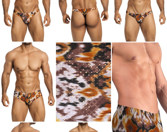 Brown Batik Print in 5 Styles - Thong/Bikini/Briefs/Squarecut - 225