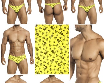 Black Skull & Bones on Bright Yellow Print in 7 Styles -  248