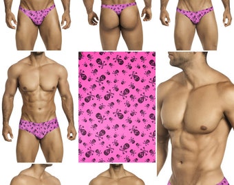 Black Skull & Bones on Bright Pink Print in 5 Styles -  246