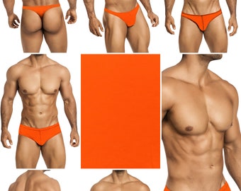 Solid Neon Orange Swimsuits for Men by Vuthy Sim in Thong, Bikini, Brief, Squarecut, Boxer or Board Shorts - 19