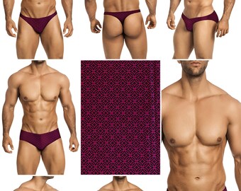 Fuchsia and Black Rings Swimsuits for Men by Vuthy Sim in Thong, Bikini, Brief, Squarecut, Boxer, or Board Shorts - 277