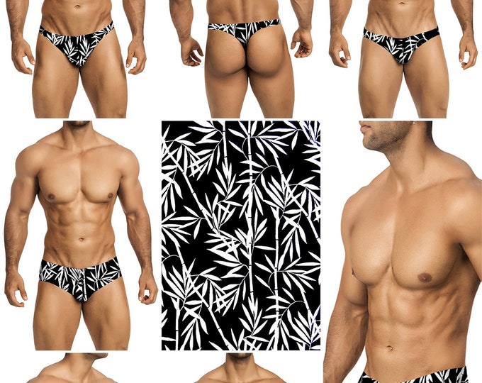 Black & White Bamboo Swimsuits for Men in 7 Styles by Vuthy Sim - 328