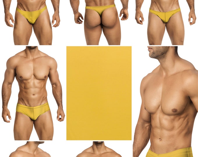 Gold Swimsuits for Men by Vuthy Sim in Thong, Bikini, Brief, Squarecut, Boxer or Board Shorts - 28