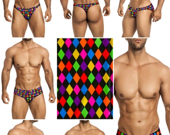 Diamond Check Swimsuits for Men by Vuthy Sim in Thong, Bikini, Brief - 298