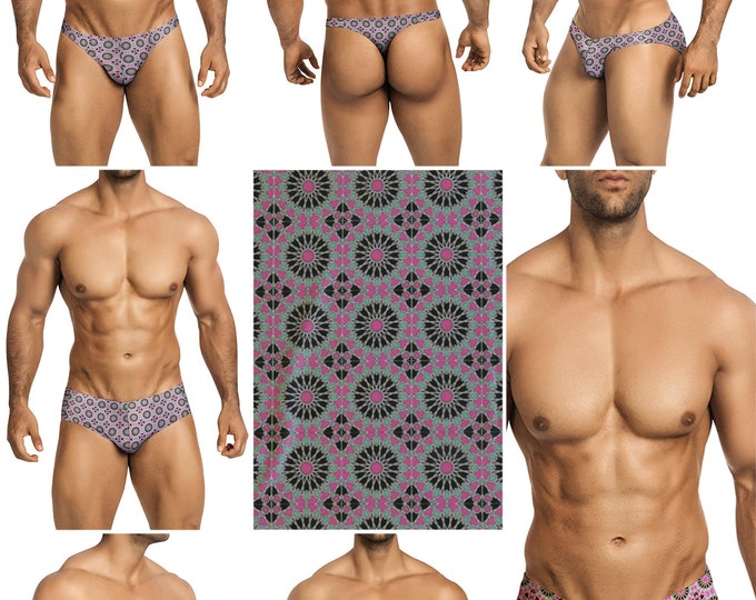 Pink Kaleidoscope Swimsuits for Men by Vuthy Sim in Thong, Bikini, Brief, Squarecut, Boxer, or Board Shorts - 293