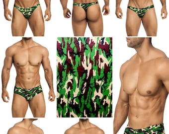 Khaki Camo Swimsuits for Men in 7 Styles by Vuthy Sim - 324