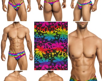 Peace Rainbow Swimsuits for Men by Vuthy Sim in Thong, Bikini, Brief, Squarecut - 274