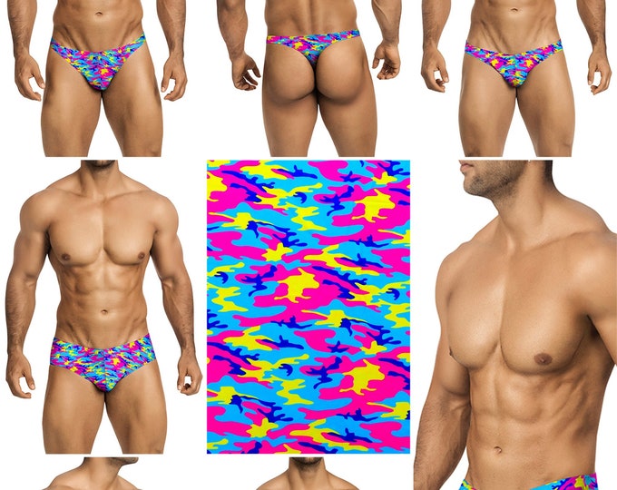 Blue-Pink-Yellow Swimsuits for Men in 7 Styles by Vuthy Sim - 375