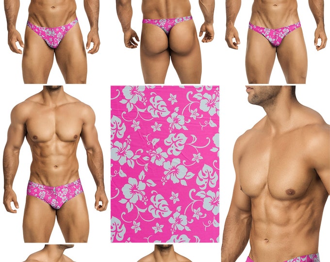 Pink Hibiscus Swimsuits for Men in 7 Styles by Vuthy Sim - 361