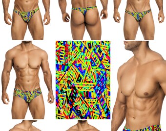 Geometric Yellow Swimsuits for Men in 7 Styles by Vuthy Sim - 352