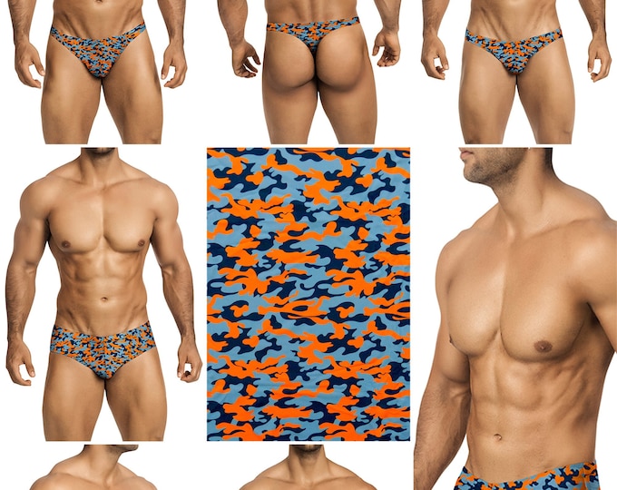 Gray-Orange-Black Camo Swimsuits for Men in 7 Styles by Vuthy Sim - 354