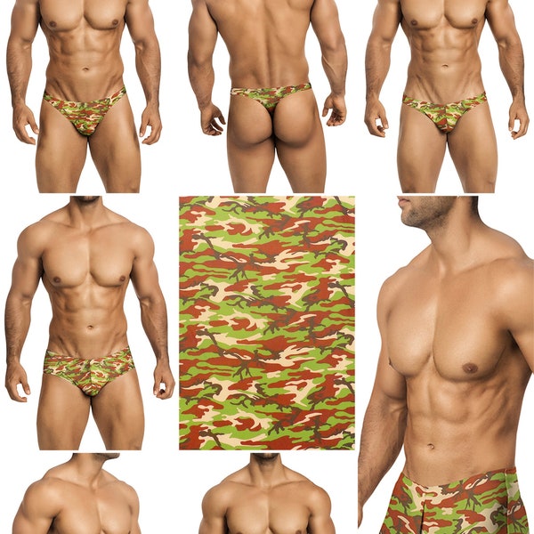 Kahki Camo Mesh Swimsuits for Men in 7 Styles by Vuthy Sim - 372