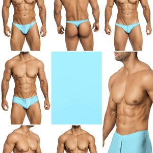 Baby Blue Swimsuits for Men by Vuthy Sim in Thong, Bikini, Brief, Squarecut, Boxer or Board Shorts - 30
