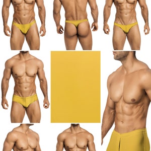 Gold Swimsuits for Men by Vuthy Sim in Thong, Bikini, Brief, Squarecut, Boxer or Board Shorts - 28