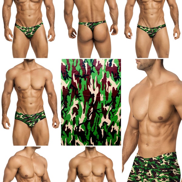 Khaki Camo Swimsuits for Men in 7 Styles by Vuthy Sim - 324