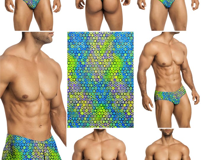 Royal-Lime Circles Swimsuits in 7 Styles for Men by Vuthy Sim - 429