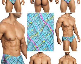 Wavy Blue Swimsuits in 7 Styles for Men by Vuthy Sim - 461