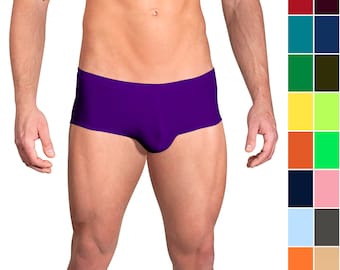 Slip de bain rétro pour hommes en 32 couleurs unies, Vuthy Sim