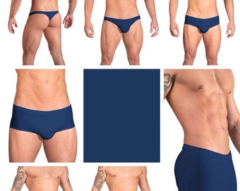 Solid Navy Blue Swimsuits for Men by Vuthy Sim in Thong, Bikini, Brief, Squarecut, Boxer or Board Shorts - 15