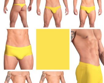 Solid Yellow Swimsuits for Men by Vuthy Sim in Thong, Bikini, Brief, Squarecut, Boxer or Board Shorts - 11