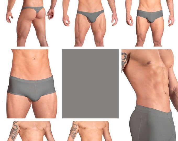 Solid Steel Gray Swimsuits for Men by Vuthy Sim in Thong, Bikini, Brief, Squarecut, Boxer or Board Shorts - 18