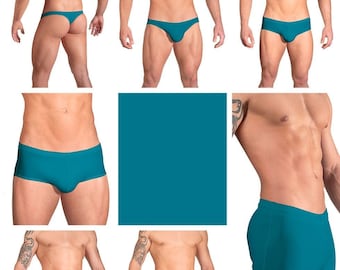 Solid Turquoise Swimsuits for Men by Vuthy Sim in Thong, Bikini, Brief, Squarecut, Boxer or Board Shorts - 07