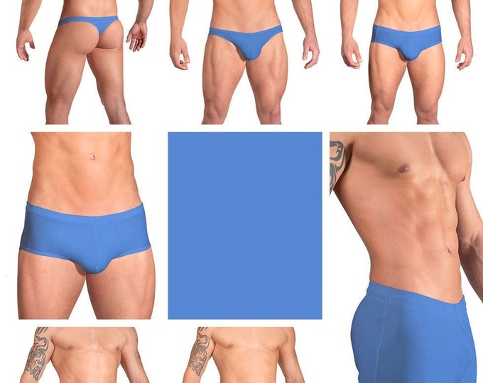 Solid Periwinkle Swimsuits for Men by Vuthy Sim in Thong, Bikini, Brief, Squarecut, Boxer or Board Shorts - 04