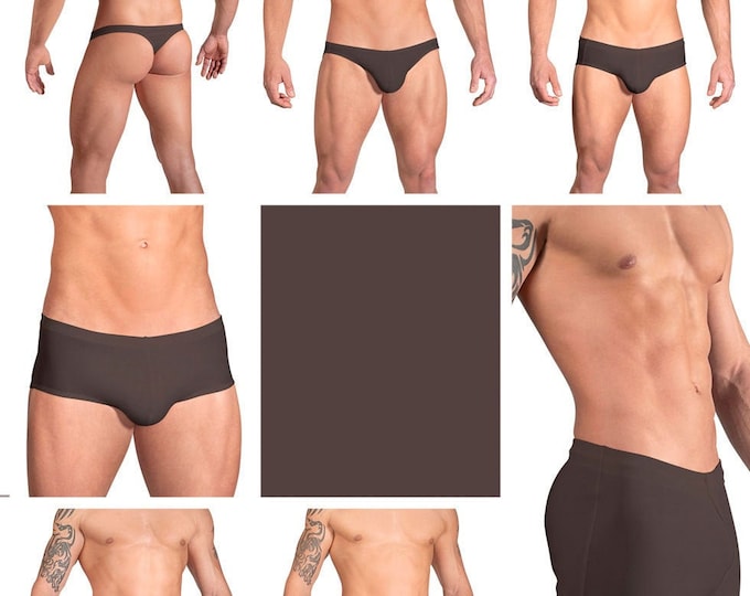 Solid Chocolate Swimsuits for Men by Vuthy Sim in Thong, Bikini, Brief, Squarecut, Boxer or Board Shorts - 02