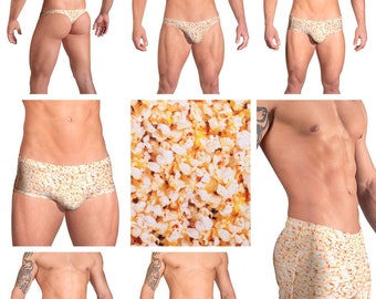 Popcorn Swimsuits for Men by Vuthy Sim in Thong, Bikini, Brief, Squarecut, Boxer, or Board Shorts - 105