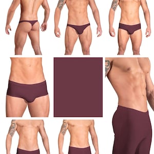 Solid Wine Swimsuits for Men by Vuthy Sim in Thong, Bikini, Brief, Squarecut, Boxer or Board Shorts - 06