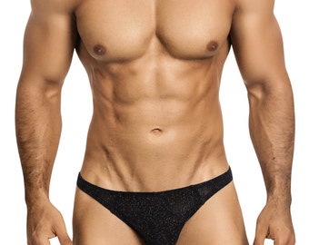 Studly Gstring/Thong Black Glitter Erotic Underwear for Men by Vuthy Sim - 454