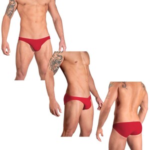 Solid Red Swimsuits for Men by Vuthy Sim in Thong, Bikini, Brief, Squarecut, Boxer or Board Shorts 05 image 2