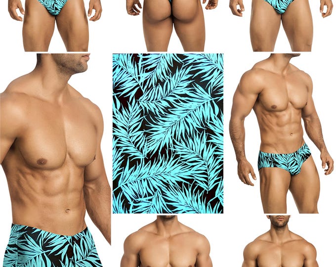 Turquoise Palms Swimsuits in 7 Styles for Men by Vuthy Sim - 456