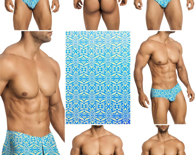 Baby Blue Bees Swimsuits in 7 Styles for Men by Vuthy Sim - 434